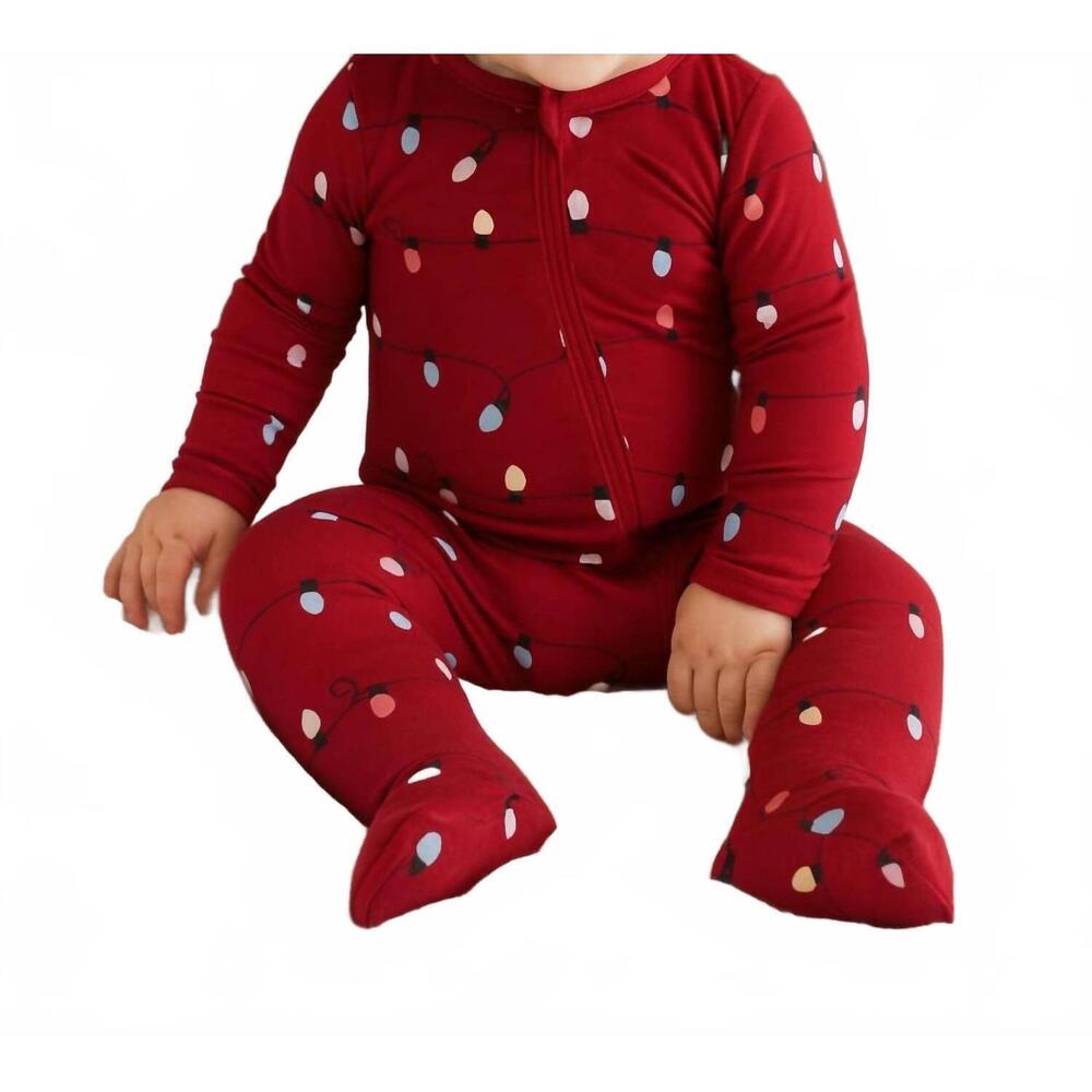 NEW KICKEE convertible coverall in crimson holiday lights